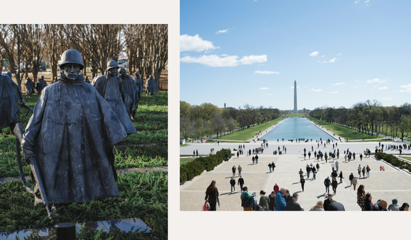 The Korean War Memorial and Washington Monument