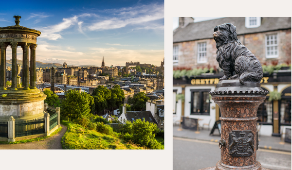 Edinburgh skyline and statue